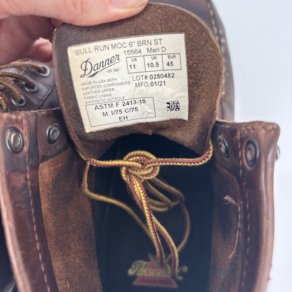 Danner Bull Run Mens Brown Leather Moc Toe Work Boots Made in USA Oil Resistant - Picture 10 of 14